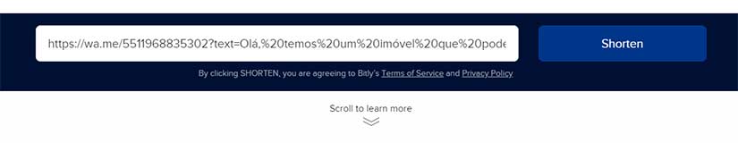 URL copiada para o Bit.ly